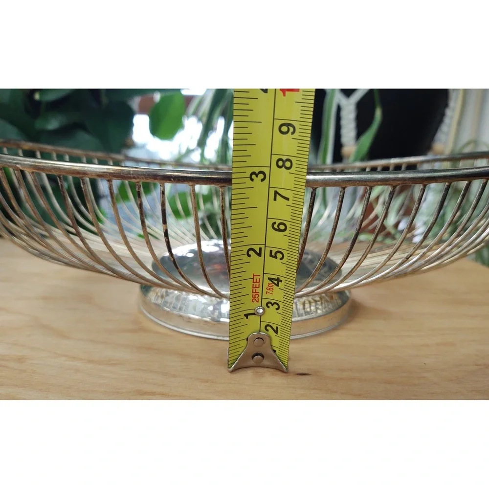 Vintage Silver Plate Oval Wire Bread Fruit Food Basket 12